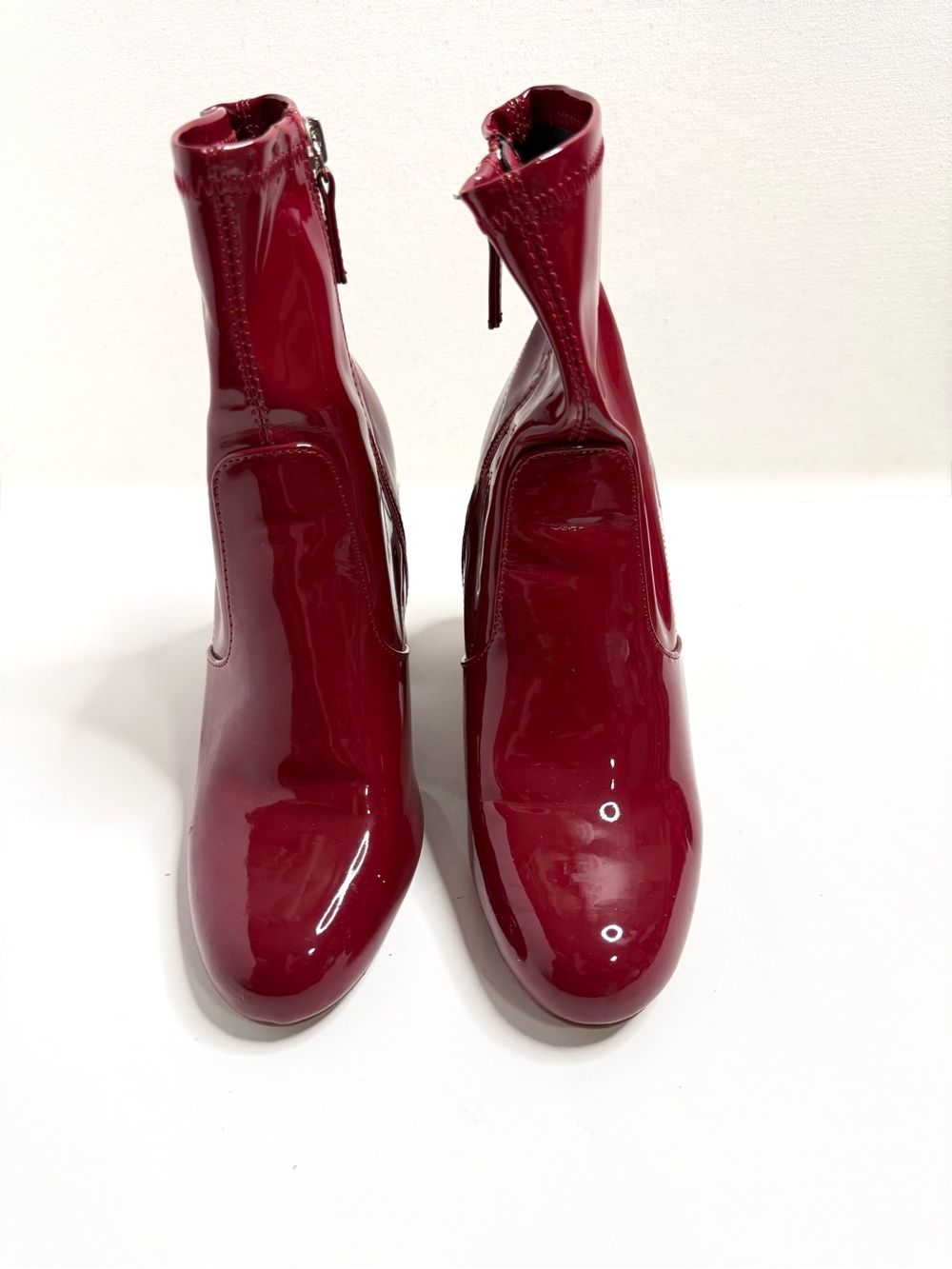 Steve Madden Gaze  Burgundy Red Patent Chunky Ankle Booties Size 7